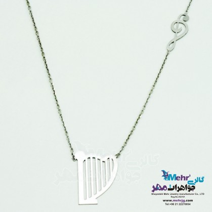 Gold Necklace - Harp and Music Note design-SM0816